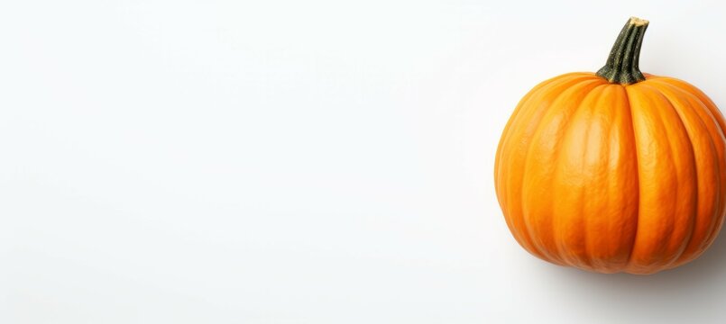 Orange pumpkin. Copy space for text and advert. Generative AI technology.