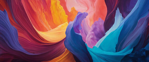 Dynamic Design Inspiration, Vibrant 3D Abstract Art of Colorful Waves in Motion, Digital Artistry, Fluid Forms