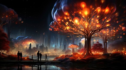 Naklejka premium Brain Neural technology, Generative AI