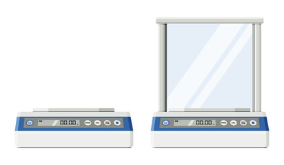 Laboratory scales essential tools in clinical laboratories for accurately measuring weight wide range of samples, including reagents, chemicals, biological specimens. Flat design