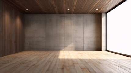 rendering of empty room with wooden Ai Generative