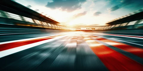 Foto op Canvas F1 race track circuit road with motion blur and grandstand stadium for Formula One racing © Summit Art Creations
