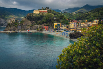 Monterosso al Mare view from the hill, Liguria, Italy - 687415762
