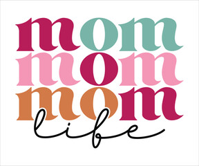 Mom Life Retro T-shirt, Funny Mom Shirt, Mama Wavy Text, Mothers Day T-shirt, Mom Quotes, Retro Mom Shirt, New Mom Gift, Mom Birthday Gift, Cut File For Cricut And Silhouette