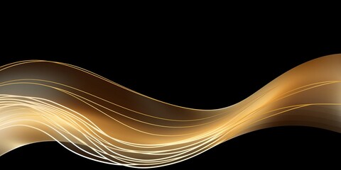 abstract line art wavy flowing dynamic gold isolated on white background in concept luxury, wave, wind, ocean, Generative AI