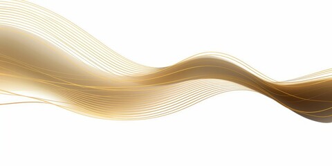 abstract line art wavy flowing dynamic gold isolated on white background in concept luxury, wave, wind, ocean, Generative AI