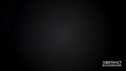 Abstract blue circle line vector on dark background. Modern simple overlap circle lines texture creative design. Futuristic technology concept. Suit for poster, banner, brochure, website.