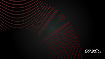 Abstract grey and red circle line vector on dark background. Modern simple overlap circle lines texture creative design. Futuristic technology concept. Suit for poster, banner, brochure, website.