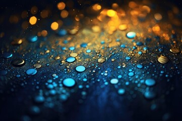 Free photo golden and blue glitter lights background abstract flowing texture  
