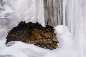 frozen river. Frozen River With Ice and Snow. detail.
