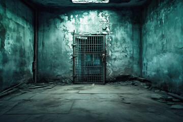 Solitary prison cell. The concept of prison and punishment for crime. Torture solitary confinement.