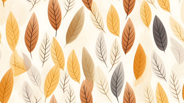 seamless geometric pattern of autumn leaves and twigs.