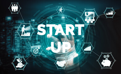 Start Up Business of Creative People Concept - Modern graphic interface showing symbol of...