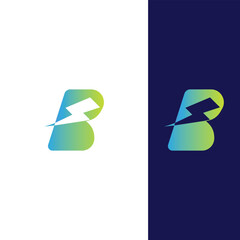 B Letter Logo with Power Icon Vector Professional Abstract Monogram Logo Design Symbol