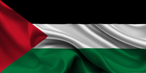 High detailed flag of Palestine. National Palestine flag. Asia. 3D illustration.