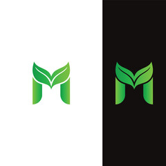 Modern M Letter Logo with Leaf Vector Professional Abstract Monogram Logo Design Symbol