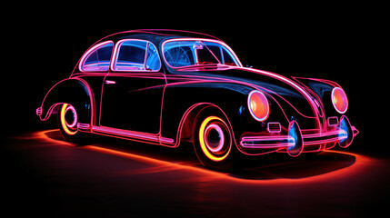 Obraz na płótnie Canvas Car that is sitting in the dark with neon light