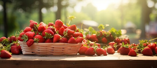 Fresh strawberries for sale in the spring.