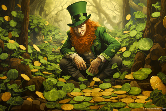 Irish mythology a leprechaun celebrates sait patricks day