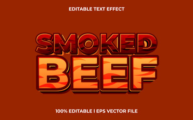 Smoked beef  3d text effect, editable text for template headline