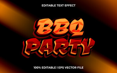 Bbq party 3d text effect, editable text for template headline
