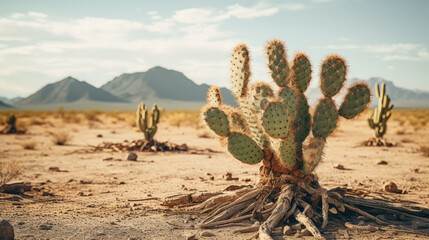 desert, cactus in desert, desert, latin america, clouds and sand, red sand in desert, cactus - obrazy, fototapety, plakaty