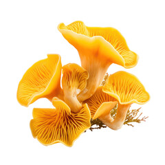 Chanterelle mushrooms isolated on transparent background,transparency 