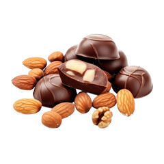 Obraz na płótnie Canvas chocolate candy with nuts isolated on transparent background,transparency 