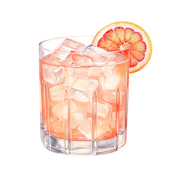 Classic paloma cocktail isolated on transparent background,transparency 