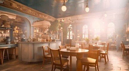 animations in a unique cafe that serves as a time travel center.