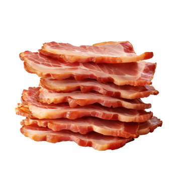 bacons,stack of smoke bacons isolated on transparent background,transparency 