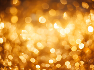Soft golden bokeh on a glittery surface for a holiday theme. Festivity concept. Generative AI