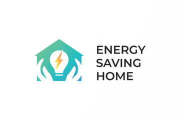 Energy Saving Home Logo Concept. Electrical and Energy Usage Control for Daily Living