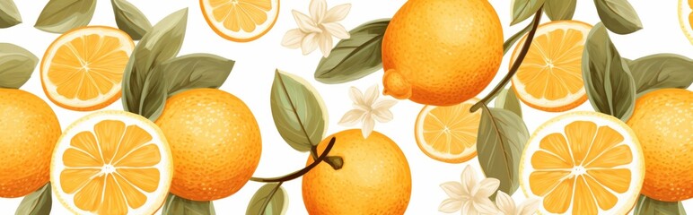 Retro vector style orange fruit fabric pattern for wrapping paper background banners. Generative AI