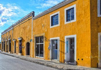 Izamal, Mexico. Street on the golden city of Izamal, in northern Yucatan.
