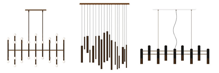 chandelier on the ceiling isolated on white background, hanging lamp, pendant light, 3D illustration, cg render