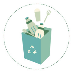 Recycle garbage vector illustration. Modern flat vector illustration in solid colors with sustainability theme.