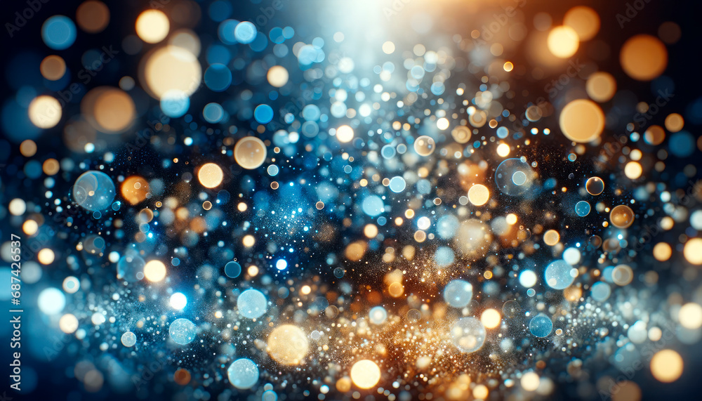 Poster radiant blue bokeh lights on dark abstract background. holiday vibrancy concept. generative ai