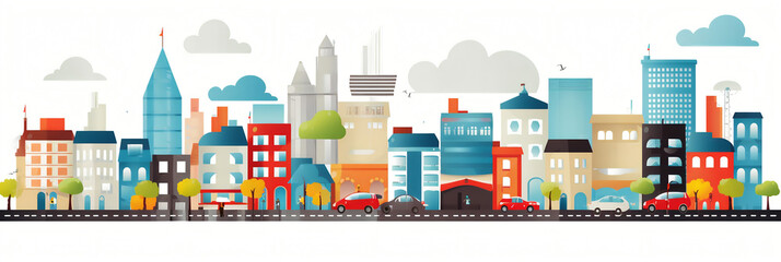 Ville et urbanisme (paysages urbains, architecture), vector, flat design, illustration et background.