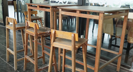 Modern wooden office chair desk, taken at close range