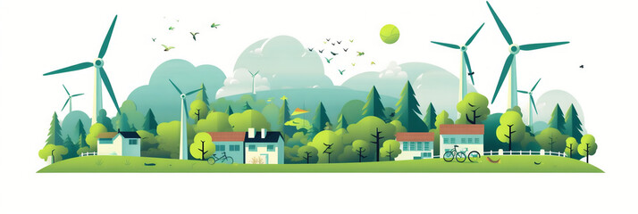Environnement et durabilité (énergies renouvelables, écologie), vector, flat design, illustration et background. - obrazy, fototapety, plakaty