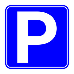 Blue Parking sign. Vector illustration EPS 10 File. Isolated on white background.