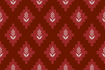 Red Cross stitch colorful geometric traditional ethnic pattern Ikat seamless pattern abstract design for fabric print cloth dress carpet curtains and sarong Aztec African Indian Indonesian