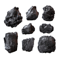 Set of coals isolated on transparent background,transparency 
