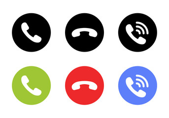 Obraz premium Accept and decline incoming call icon in flat style. Answer, reject, and handset wave vector