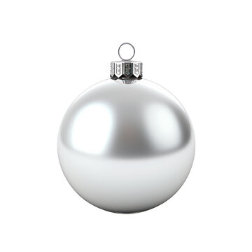 Shiny silver christmas ball decoration isolated on transparent background,transparency 