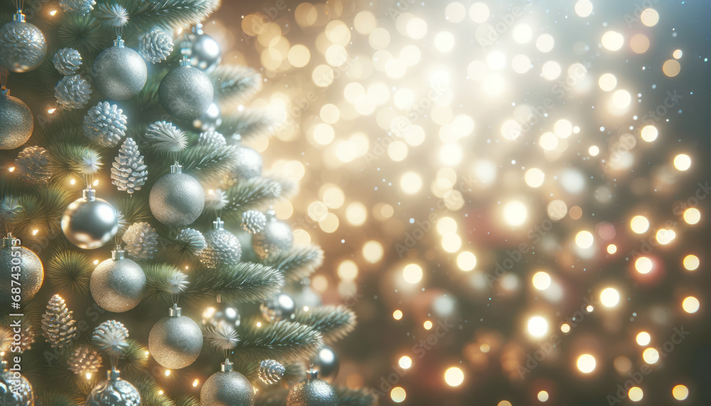 Poster christmas and new year holiday background with bokeh defocused lights. generative ai