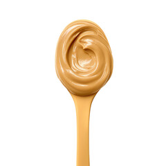 Peanut butter with spoon isolated on transparent background,transparency 