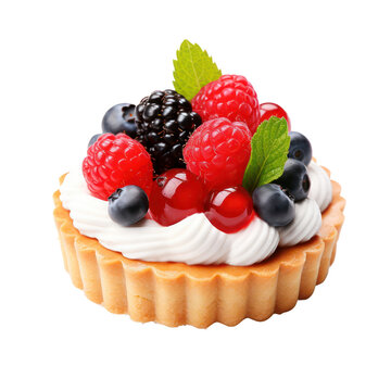 Sweet tartlet with berries isolated on transparent background,transparency 