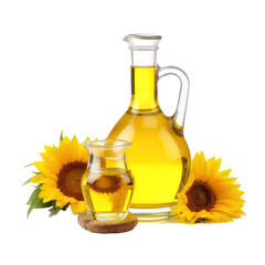 Sunflower oil in glass bottle isolated on transparent background,transparency 